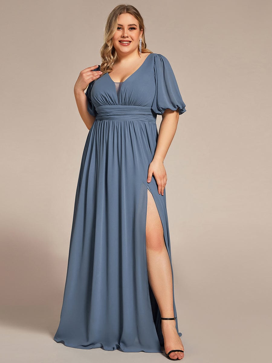 Dusty Blue Bridesmaid Gowns #style_EE01385DN