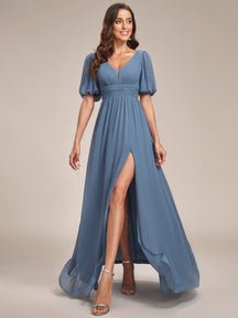 Dusty Blue Bridesmaid Gowns #style_EE01385DN