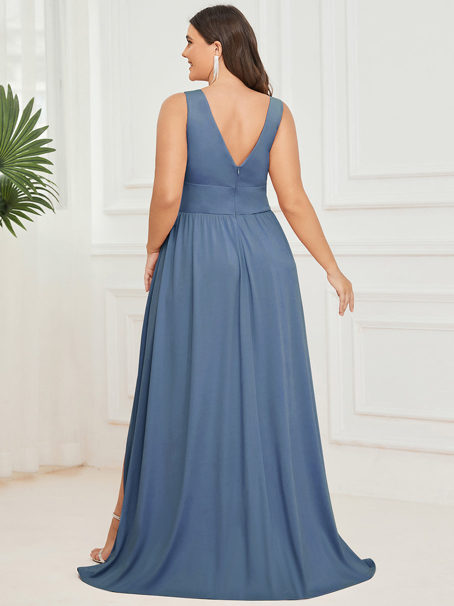 Taille personnalisée Robe de soirée longue au sol à taille haute #Couleur_Marine Fume