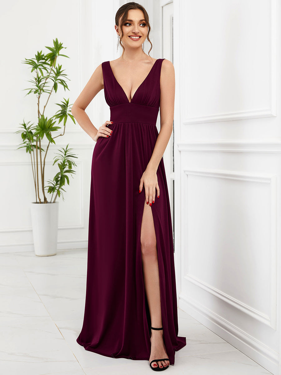 Taille personnalisée Robe de soirée longue au sol à taille haute #Couleur_Pourpre