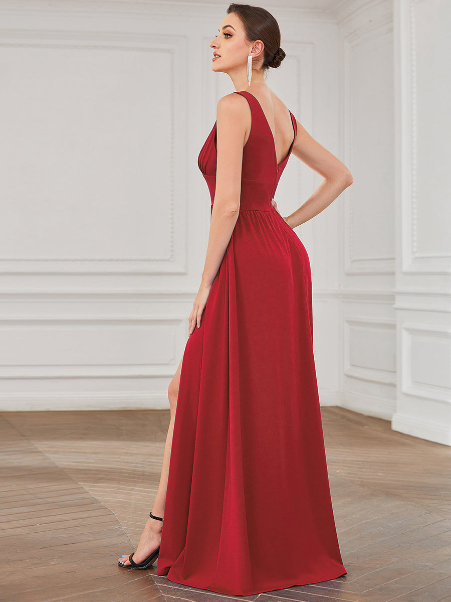 Taille personnalisée Robe de soirée longue au sol à taille haute #Couleur_Rouge