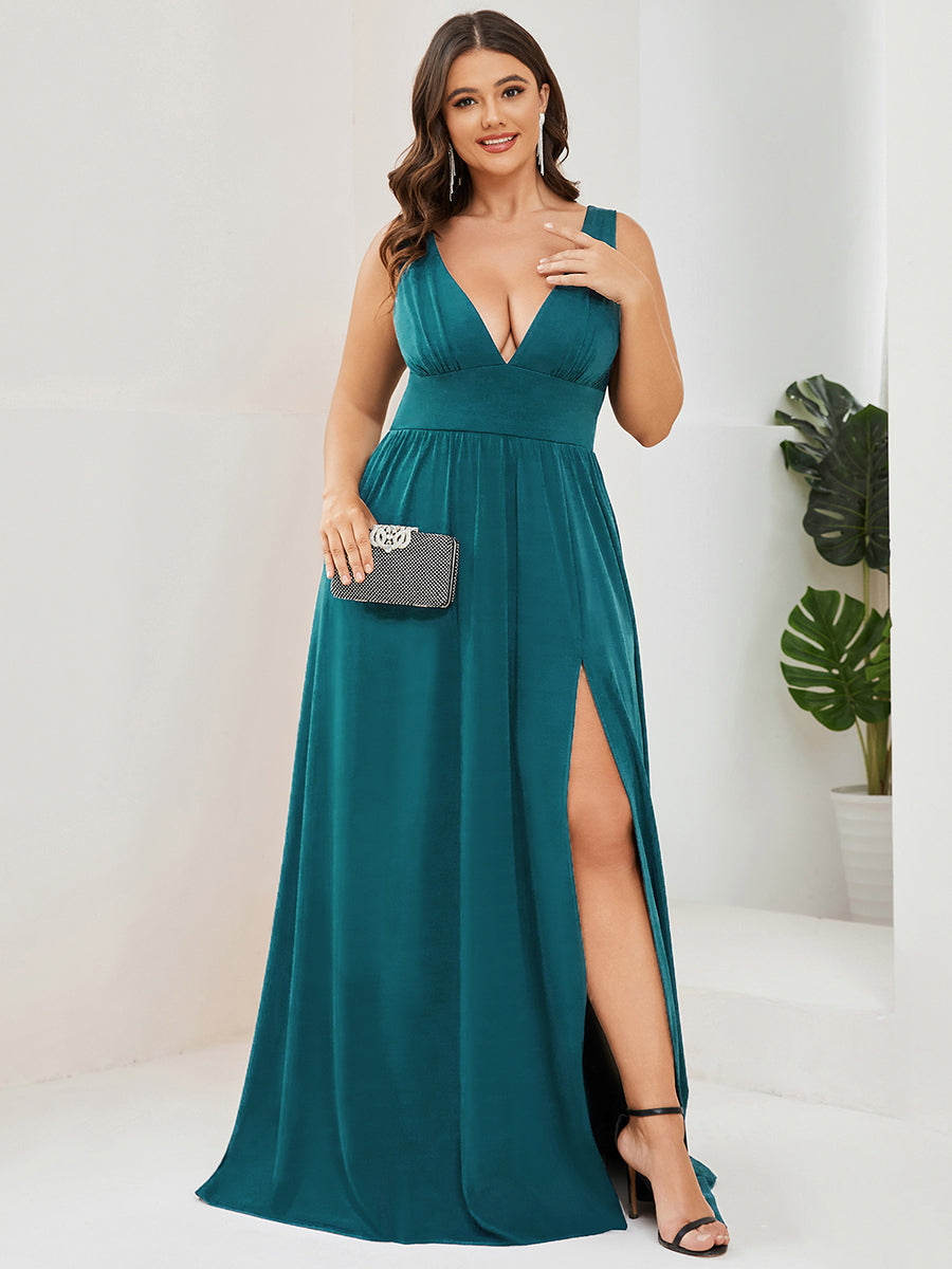 Taille personnalisée Robe de soirée longue au sol à taille haute #Couleur_Bleu Sarcelle