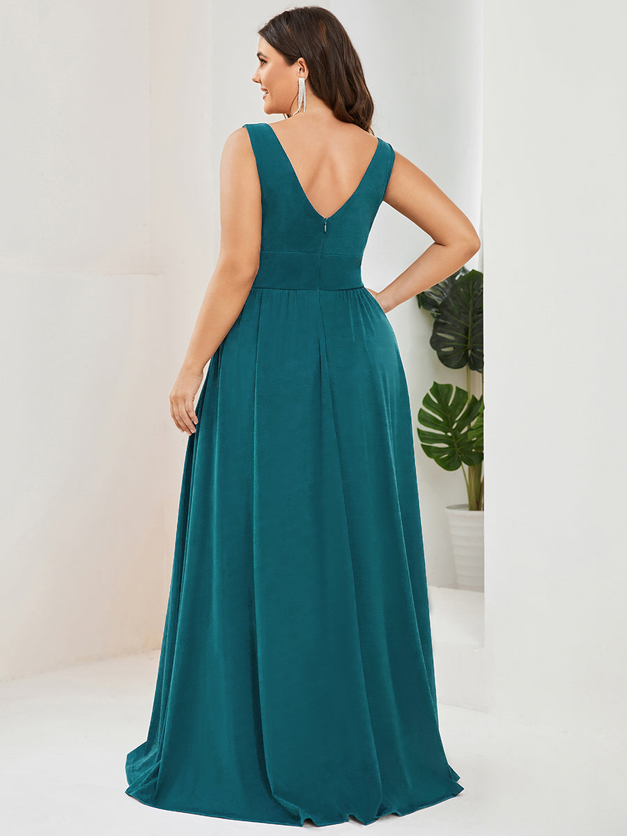 Taille personnalisée Robe de soirée longue au sol à taille haute #Couleur_Bleu Sarcelle