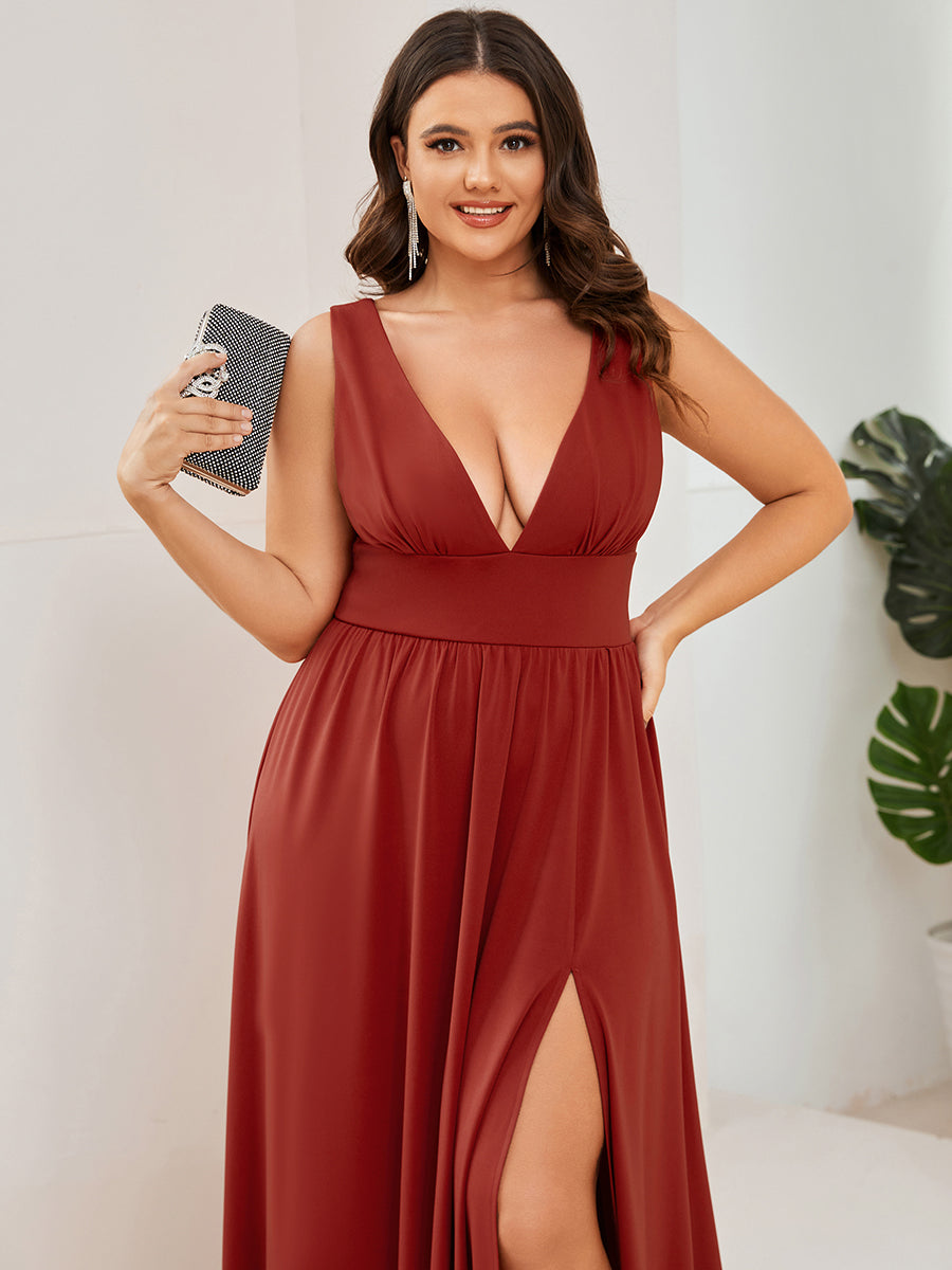 Taille personnalisée Robe de soirée longue au sol à taille haute #Couleur_Vermillon