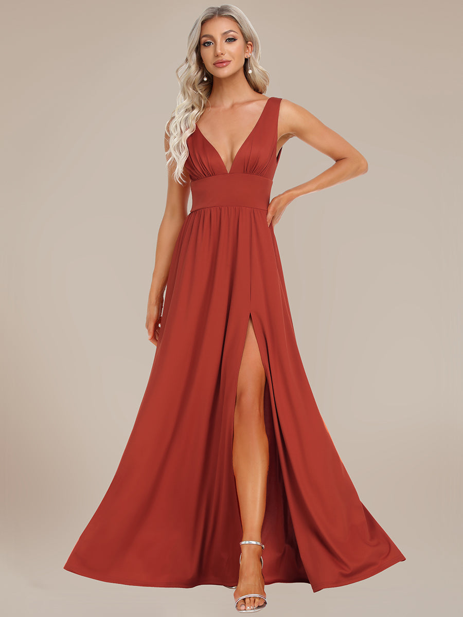 Taille personnalisée Robe de soirée longue au sol à taille haute #Couleur_Vermillon