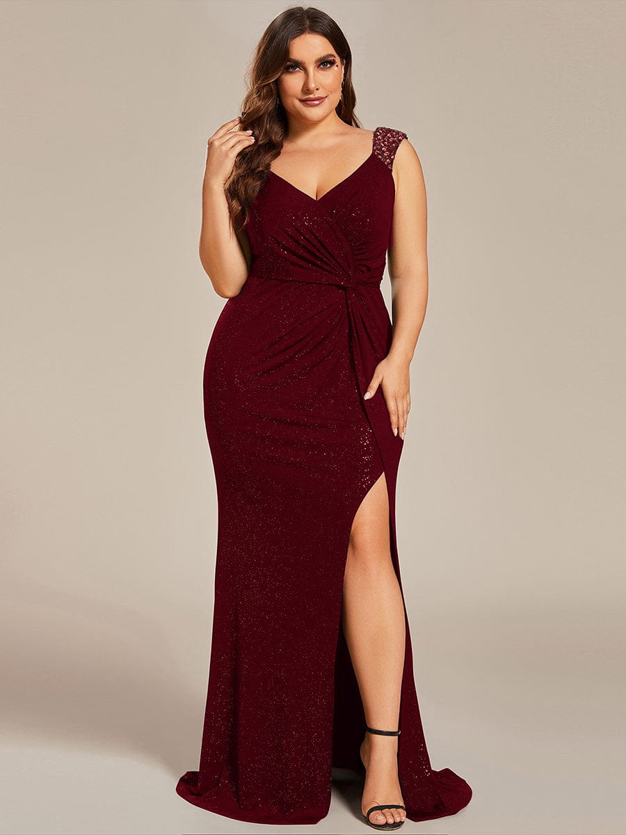 Robe de soirée bordeaux automne et hiver #style_EE01888BD