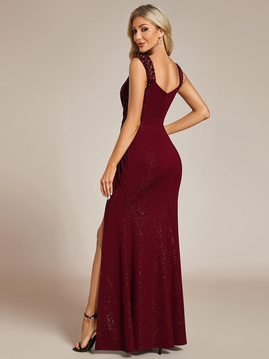 Robe de soirée bordeaux automne et hiver #style_EE01888BD