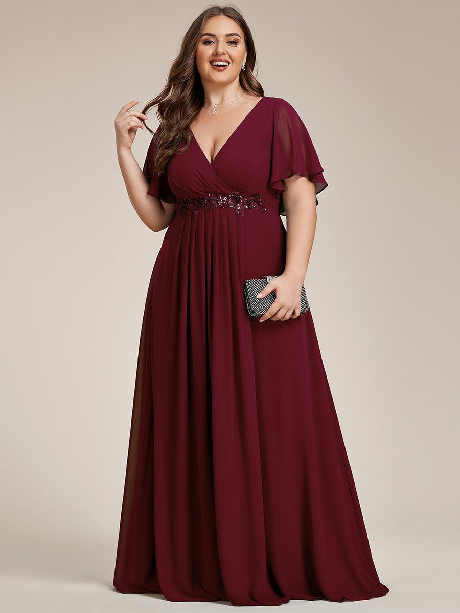 Robe de soirée Grande élégante en mousseline de soie avec manches flottantes#Couleur_Bordeaux