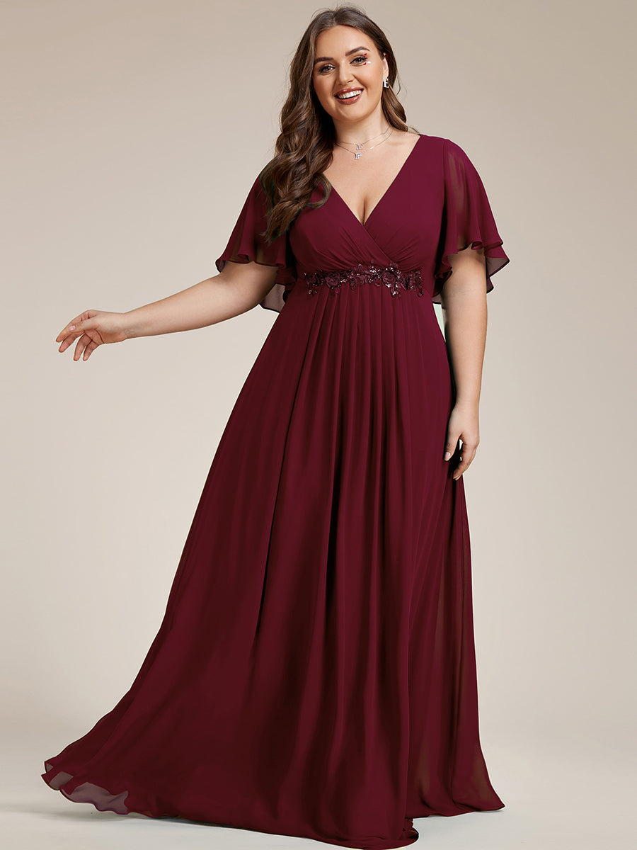 Robe de soirée Grande élégante en mousseline de soie avec manches flottantes#Couleur_Bordeaux