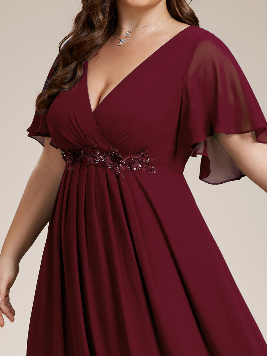 Robe de soirée Grande élégante en mousseline de soie avec manches flottantes#Couleur_Bordeaux