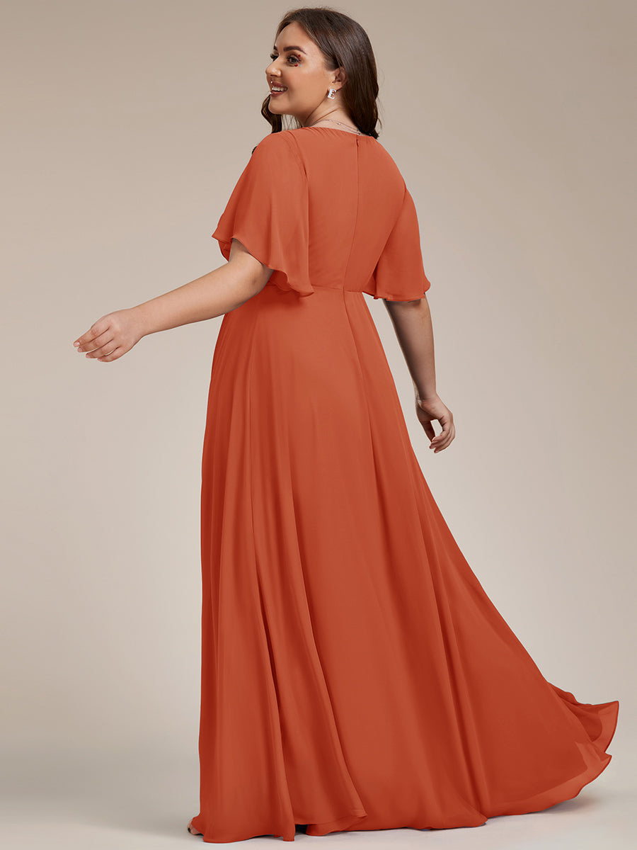 Robe de soirée Grande élégante en mousseline de soie avec manches flottantes#Couleur_Burnt Orange