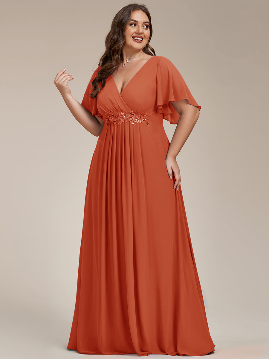 Robe de soirée Grande élégante en mousseline de soie avec manches flottantes#Couleur_Burnt Orange