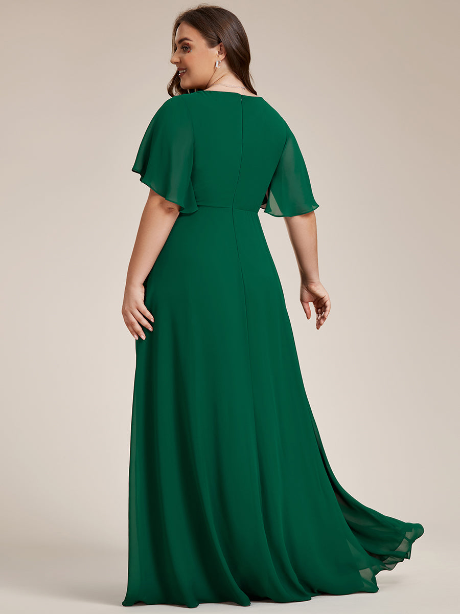 Robe de soirée Grande élégante en mousseline de soie avec manches flottantes#Couleur_Vert Fonce