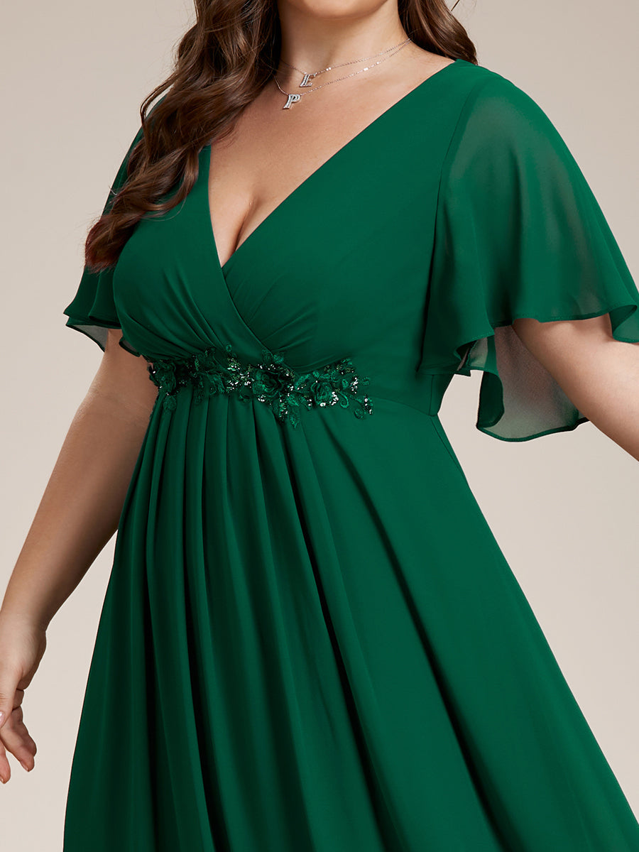 Robe de soirée Grande élégante en mousseline de soie avec manches flottantes#Couleur_Vert Fonce