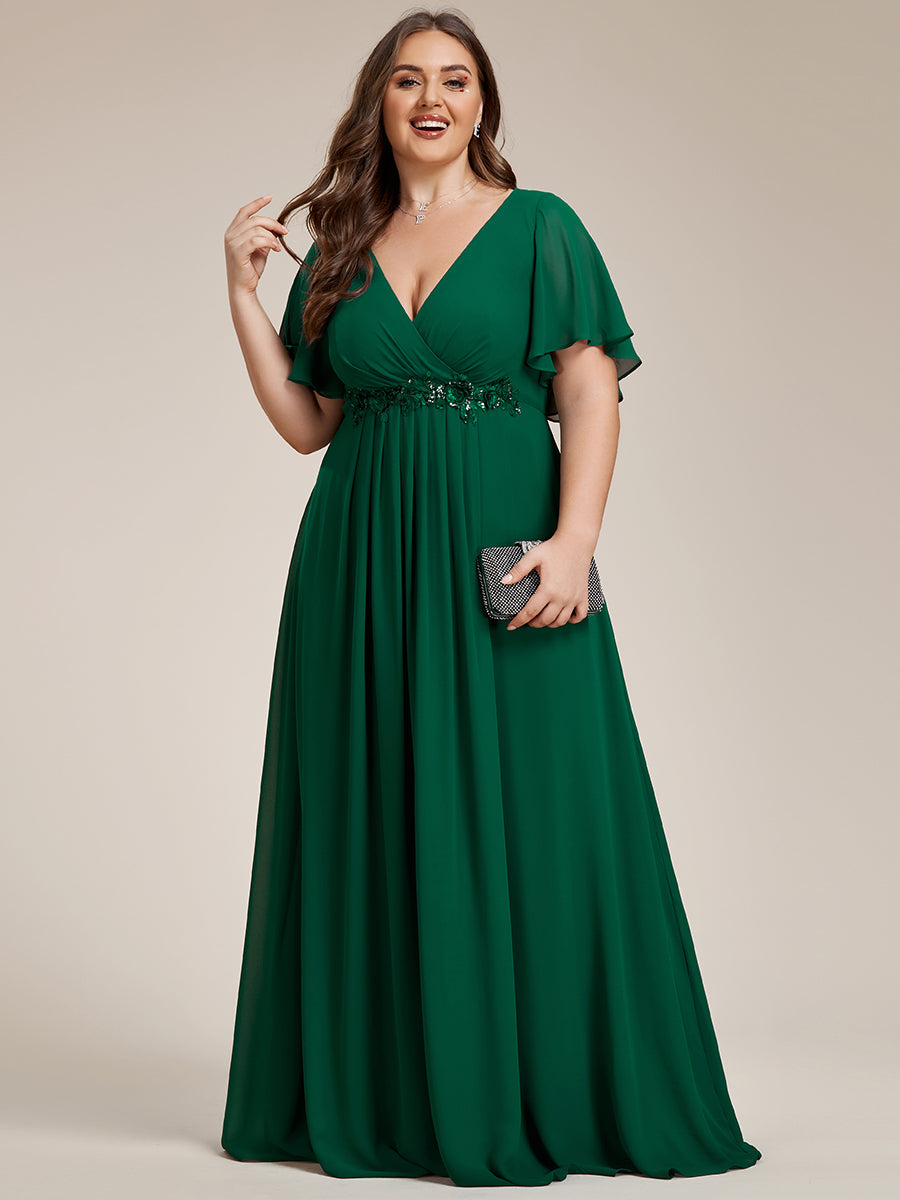 Robe de soirée Grande élégante en mousseline de soie avec manches flottantes#Couleur_Vert Fonce