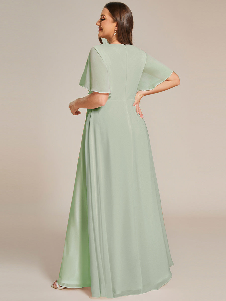 Robe de soirée Grande élégante en mousseline de soie avec manches flottantes#Couleur_Menthe Verte