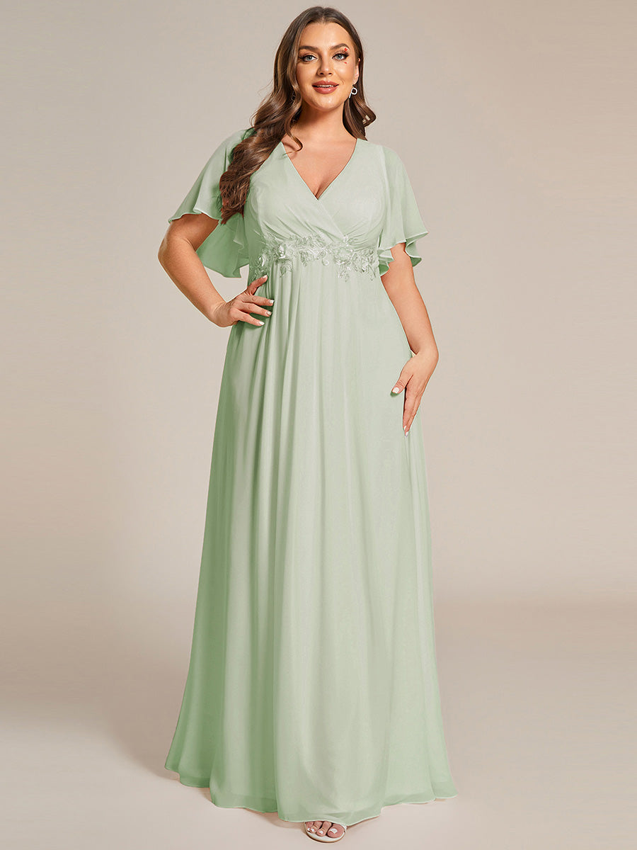 Robe de soirée Grande élégante en mousseline de soie avec manches flottantes#Couleur_Menthe Verte