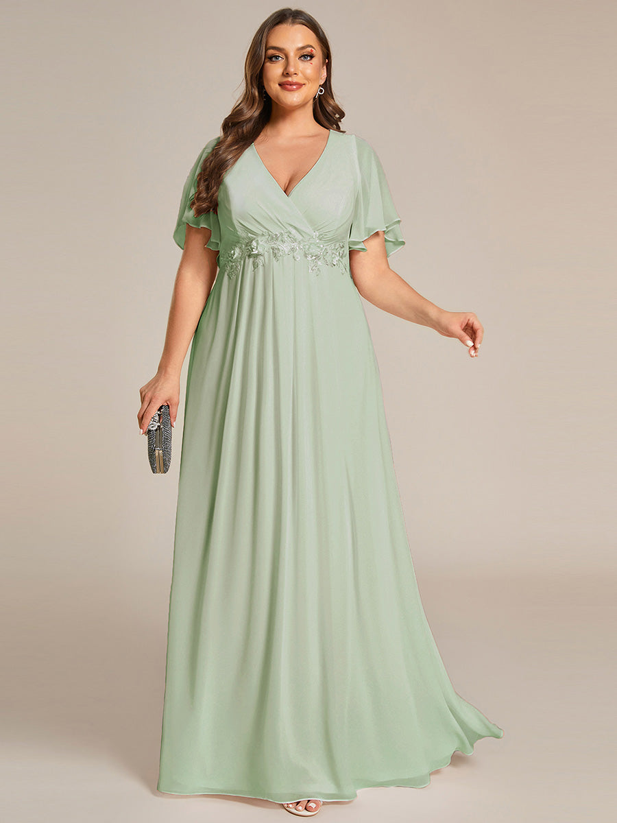 Robe de soirée Grande élégante en mousseline de soie avec manches flottantes#Couleur_Menthe Verte