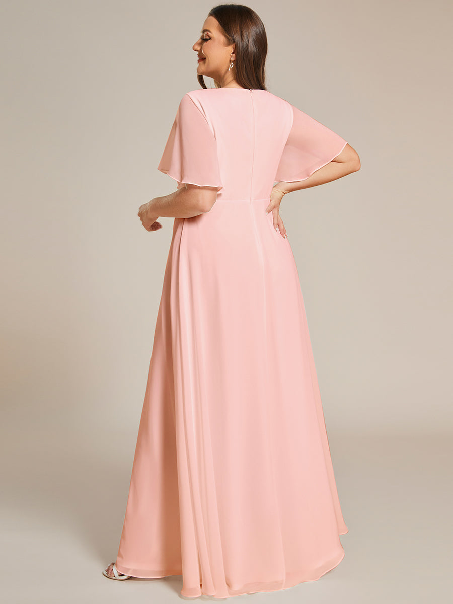 Robe de soirée Grande élégante en mousseline de soie avec manches flottantes#Couleur_Rose