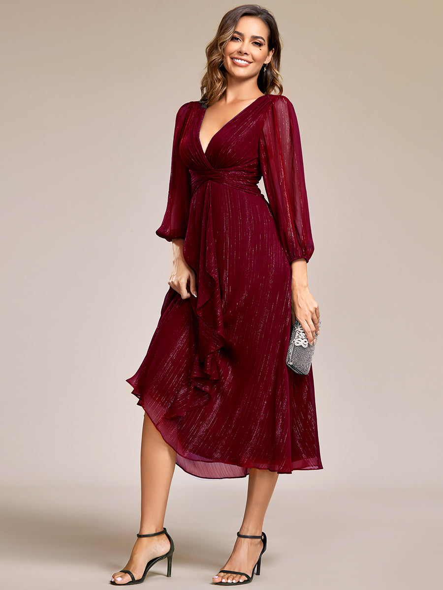 Robe de soirée bordeaux automne et hiver #style_EE01977BD