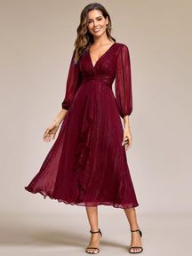 Robe de soirée bordeaux automne et hiver #style_EE01977BD