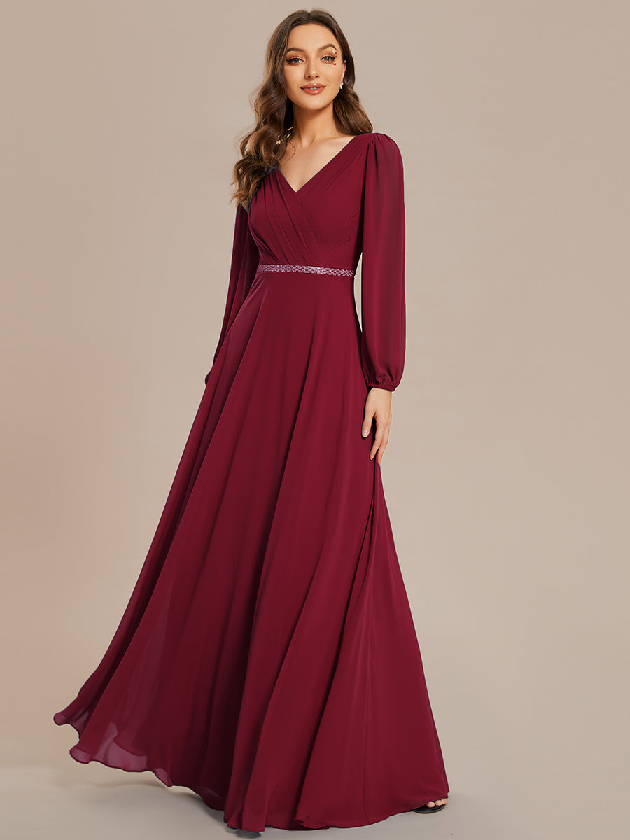 Robe de soirée bordeaux automne et hiver #style_EE01981BD