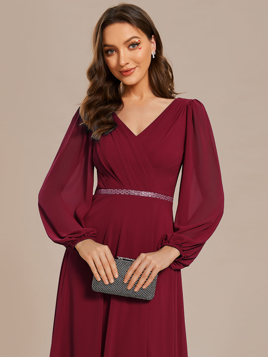 Robe de soirée bordeaux automne et hiver #style_EE01981BD