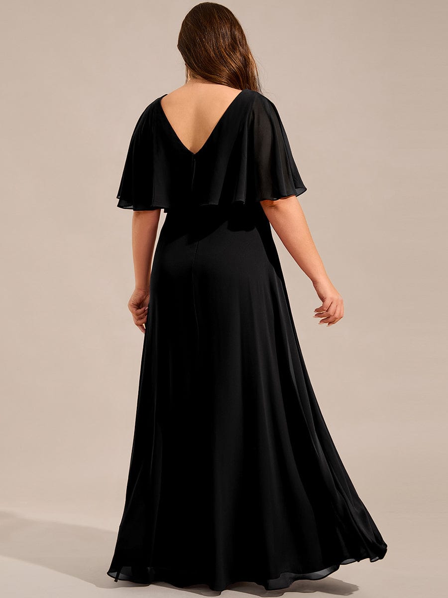 Robe longue de soirée en mousseline de soie grande taille #Couleur_Noir