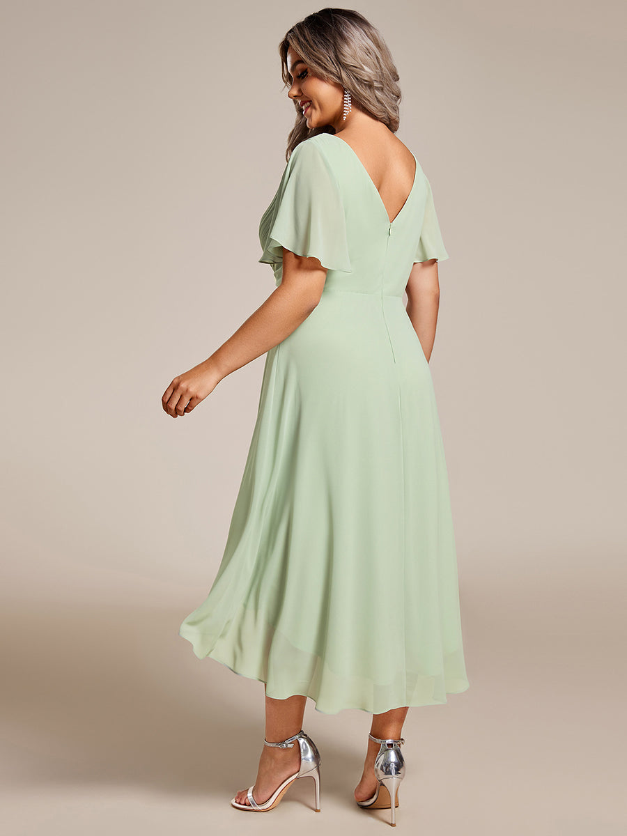 Robe d'invité de mariage chic à col en V #Couleur_Menthe Verte