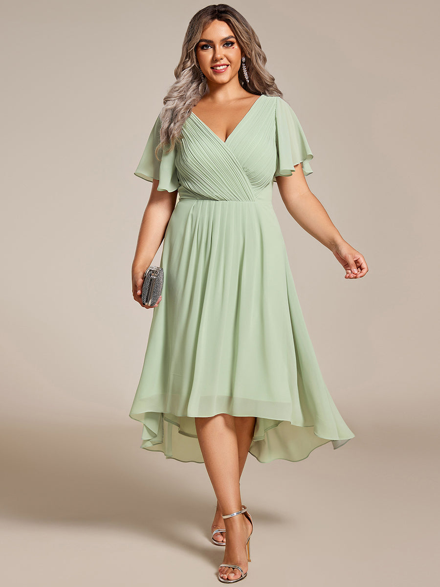 Robe d'invité de mariage chic à col en V #Couleur_Menthe Verte