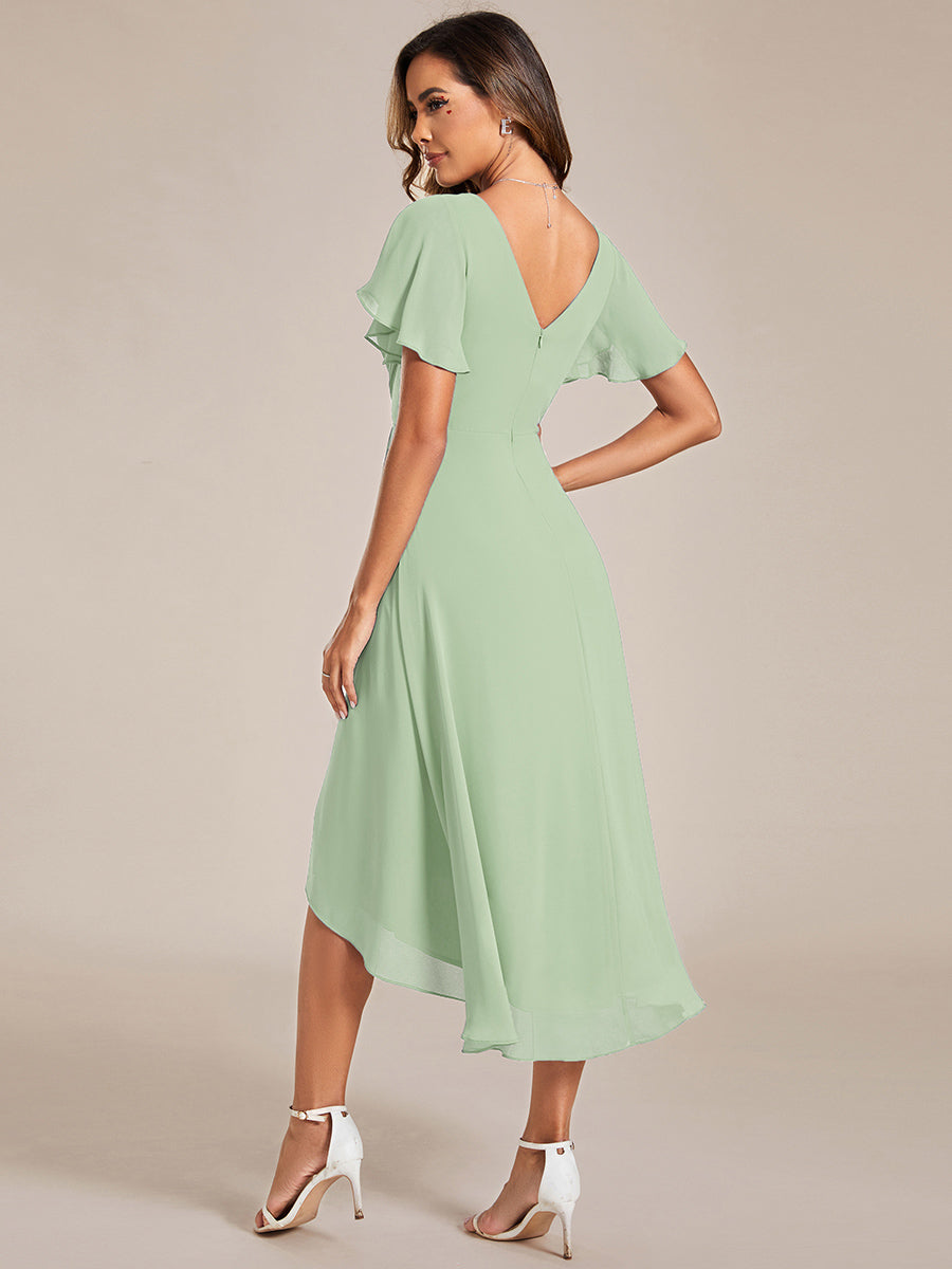 Robe d'invité de mariage chic à col en V #Couleur_Menthe Verte