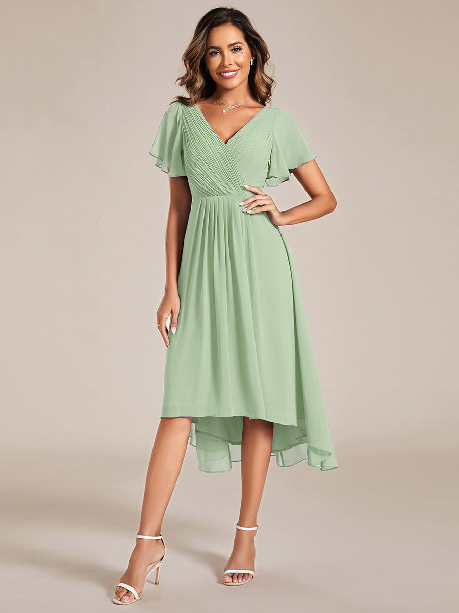 Robe d'invité de mariage chic à col en V #Couleur_Menthe Verte