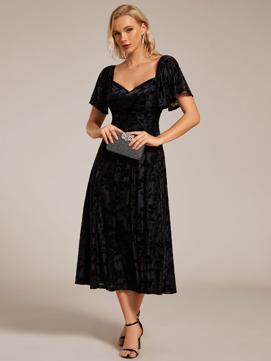 Robe de mariée élégante en velours extensible longueur thé? #Couleur_Noir