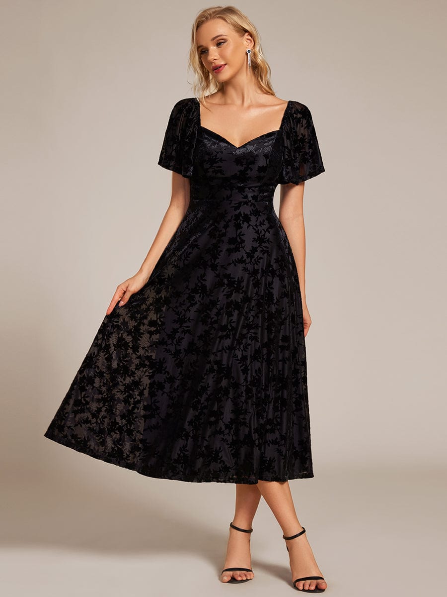 Robe de mariée élégante en velours extensible longueur thé? #Couleur_Noir