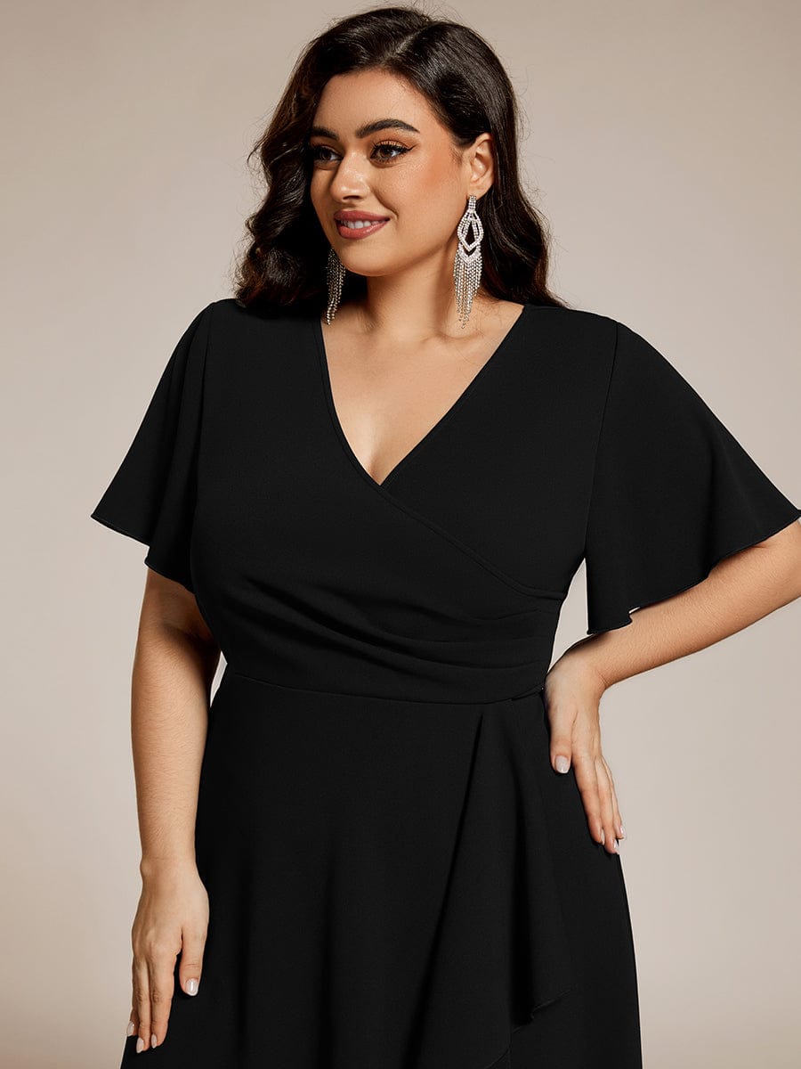 Robe d'invitée de mariage mi-longue extensible grande taille #Couleur_Noir