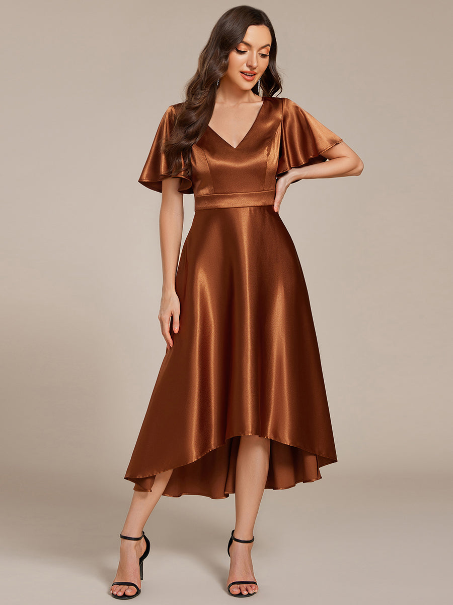 Robe d'invité tong colorée à ourlet haut et bas #Couleur_ #Couleur_Bronze