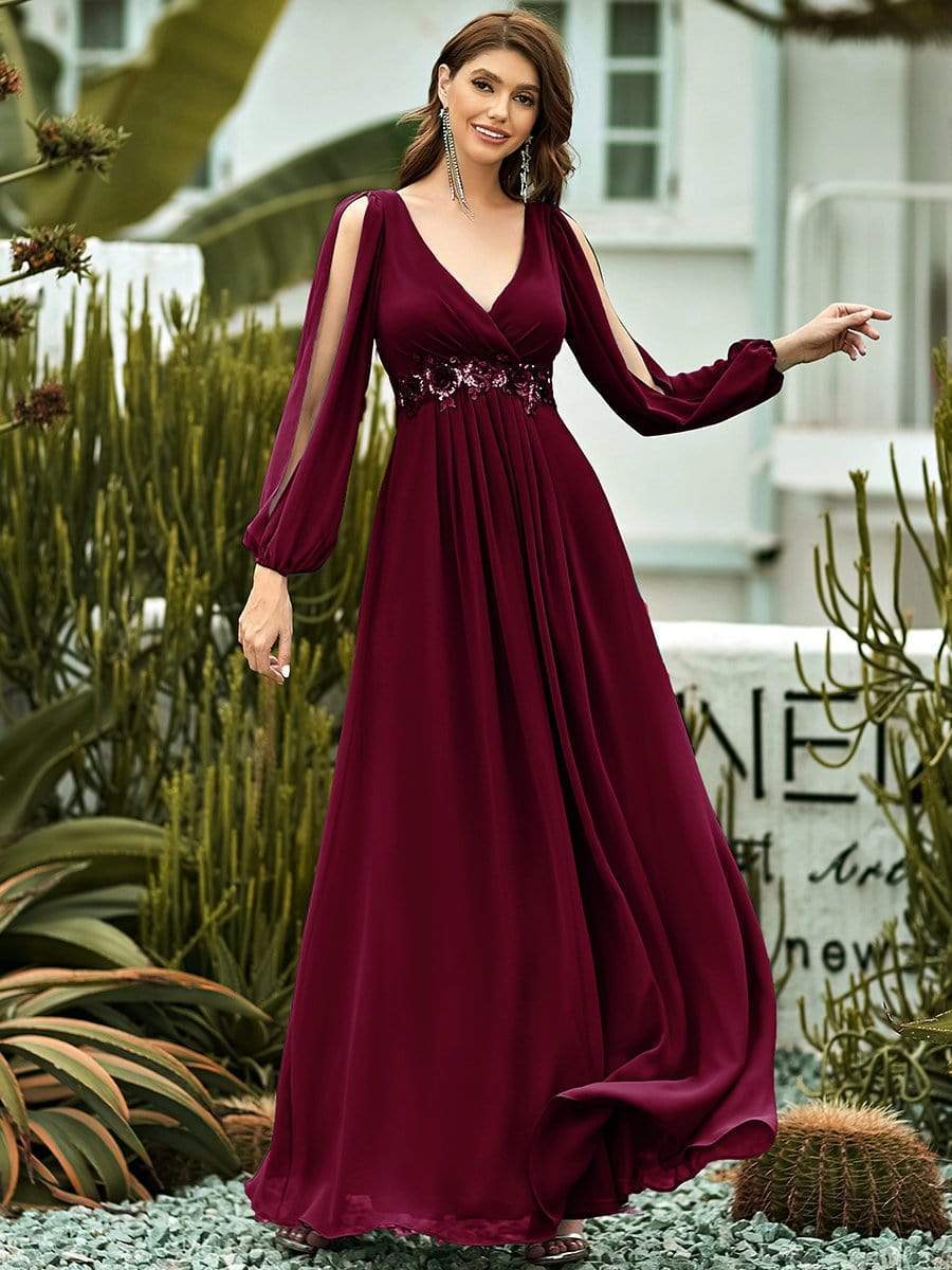 Robe de soirée bordeaux automne et hiver #style_EP00461BD