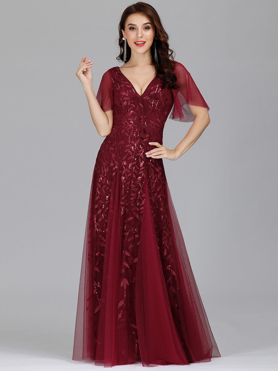 Robe de soirée bordeaux automne et hiver #style_EP00734BD