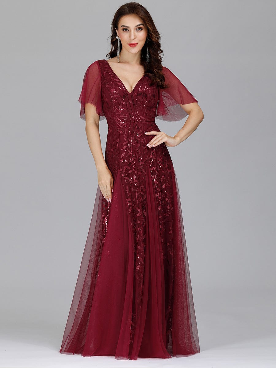 Robe de soirée bordeaux automne et hiver #style_EP00734BD