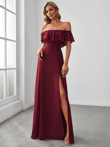 Robe de soirée bordeaux automne et hiver #style_EP00968BD