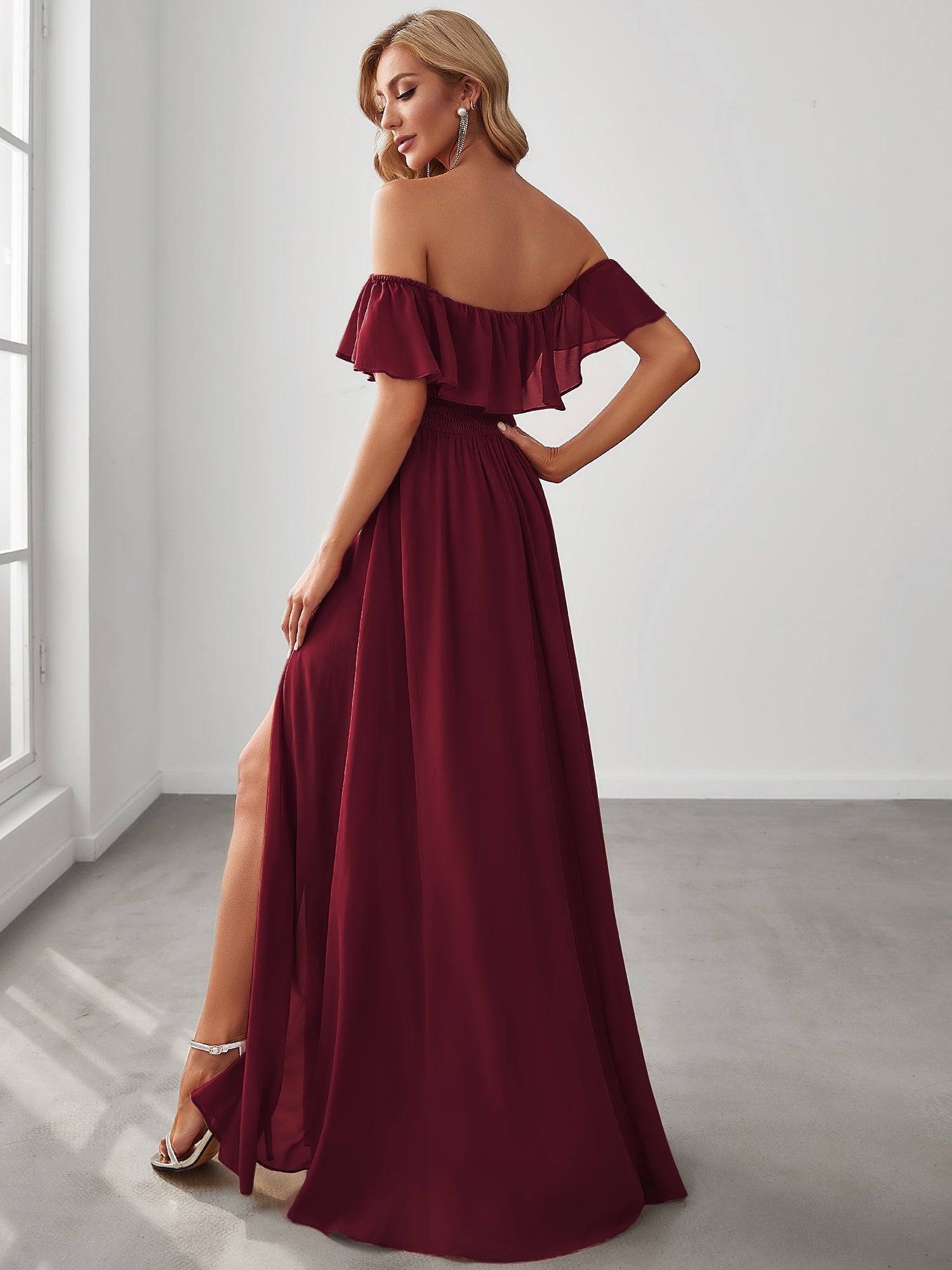 Robe de soirée bordeaux automne et hiver #style_EP00968BD