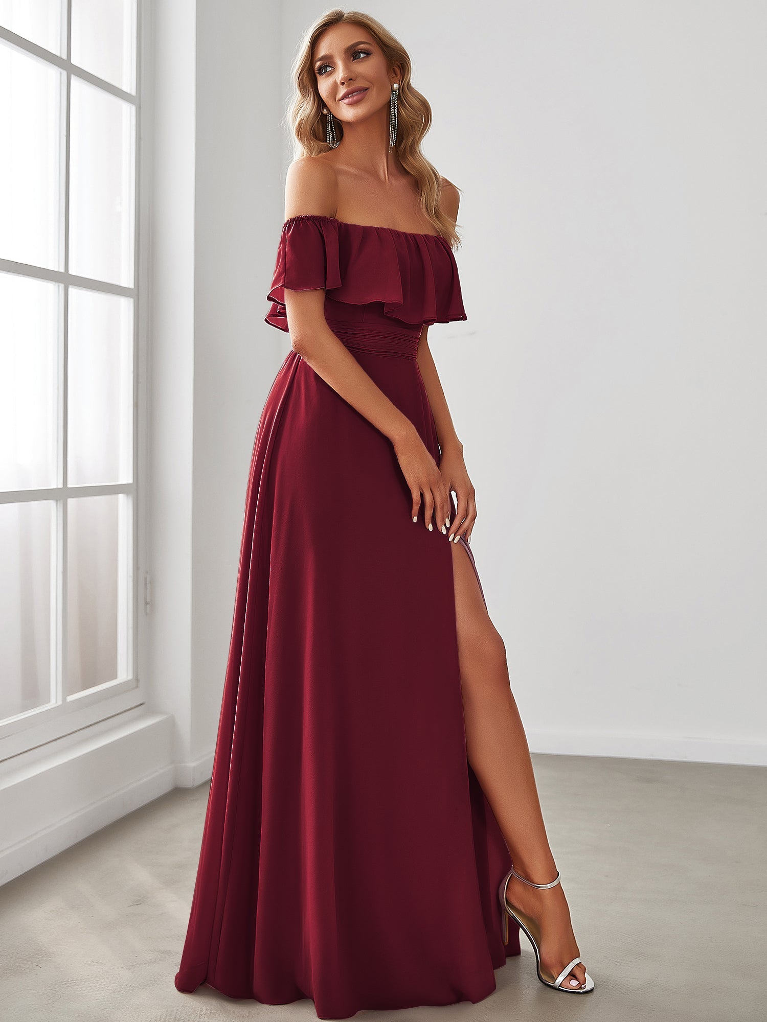 Robe de soirée bordeaux automne et hiver #style_EP00968BD