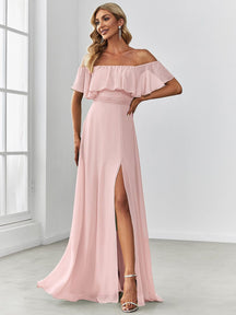 Pink Chiffon Bridesmaid Dresses #style_EP00968PK