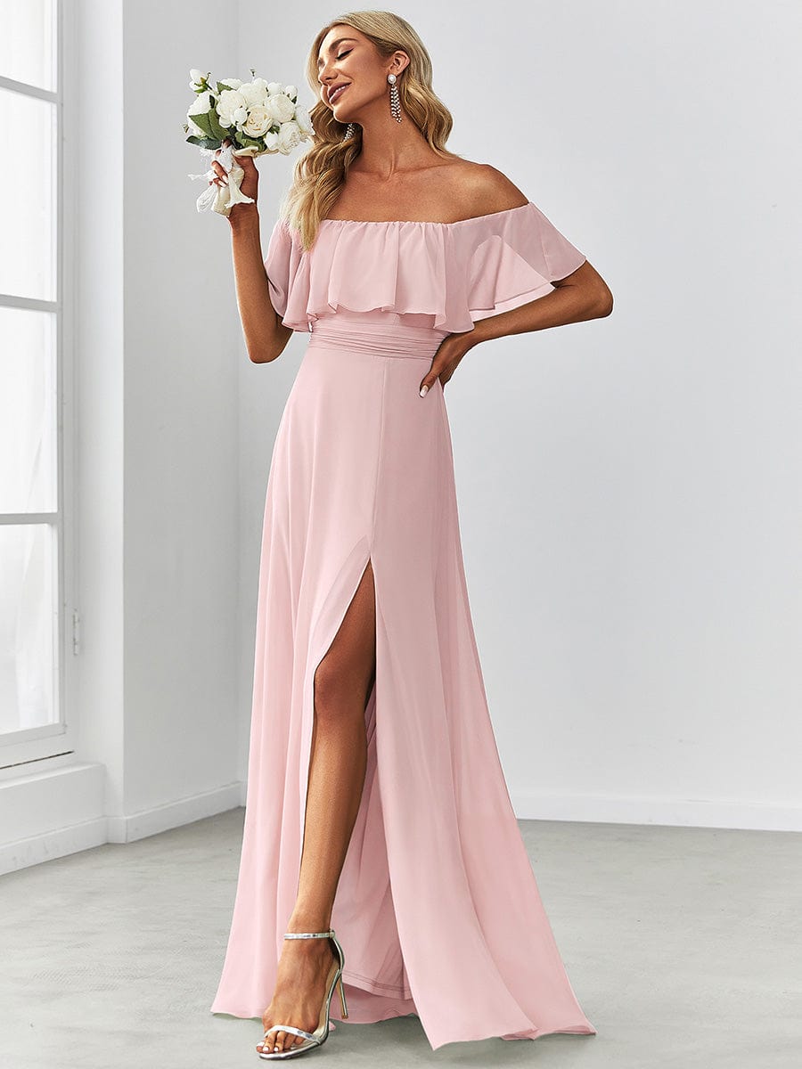 Pink Chiffon Bridesmaid Dresses #style_EP00968PK