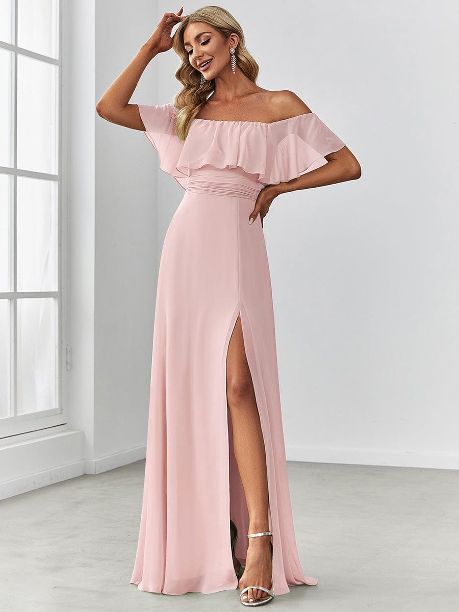 Pink Chiffon Bridesmaid Dresses #style_EP00968PK