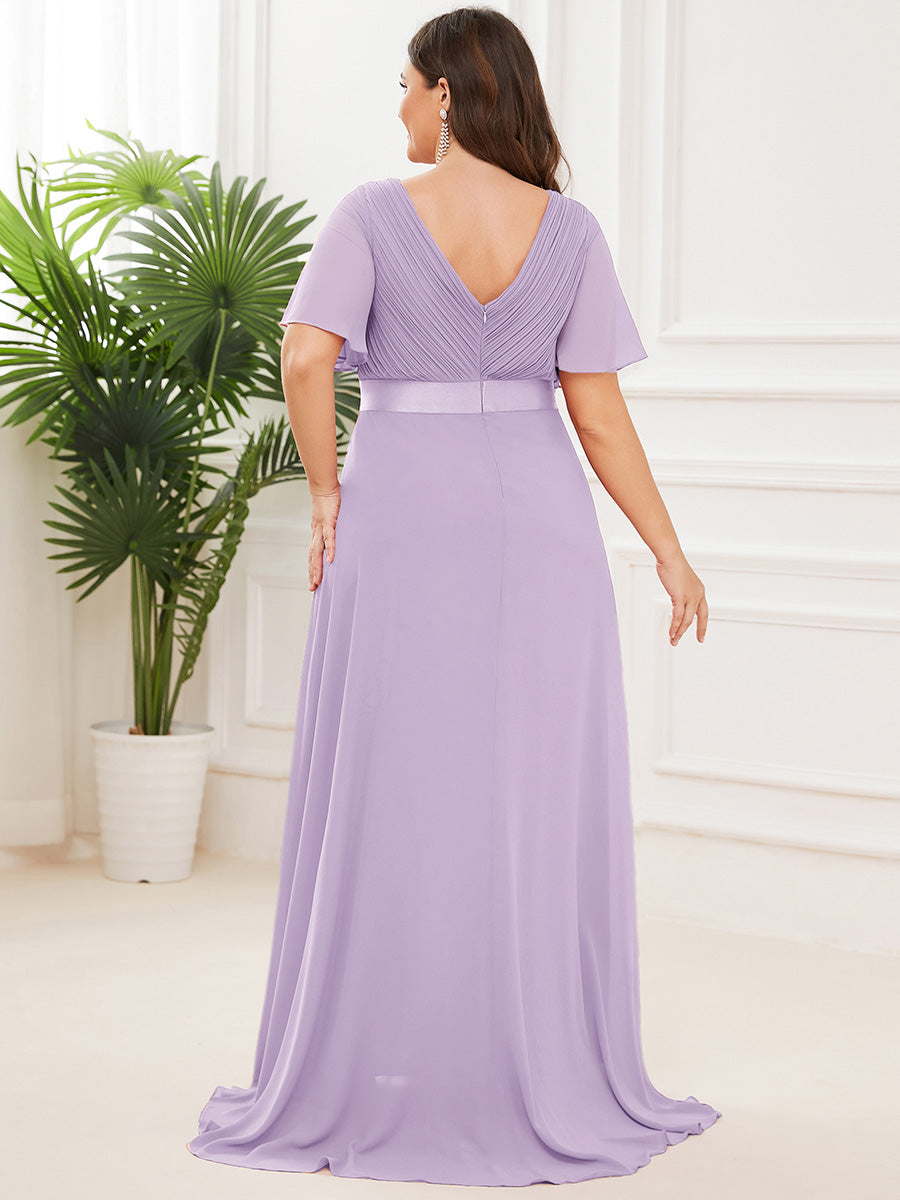 Robe mariage invitée Grande Taille Empire avec Manches Flottantes #Couleur_Lavande