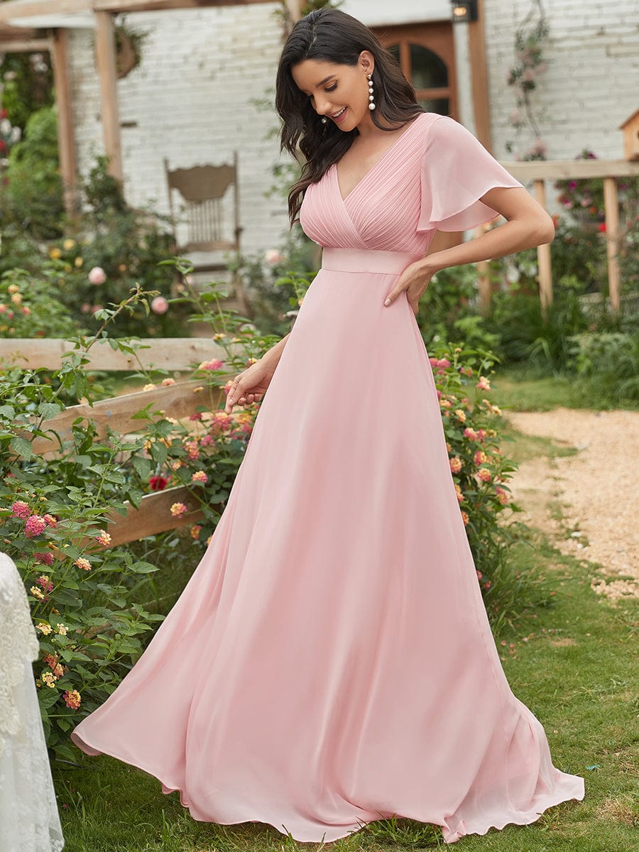 Pink Chiffon Bridesmaid Dresses #style_EP09890PK