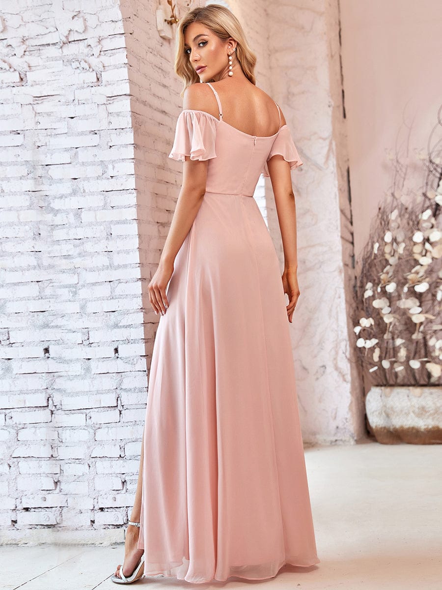 Pink Chiffon Bridesmaid Dresses #style_ES00237PK