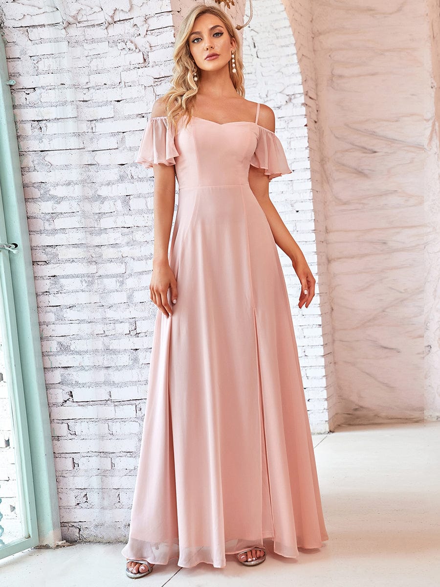 Pink Chiffon Bridesmaid Dresses #style_ES00237PK