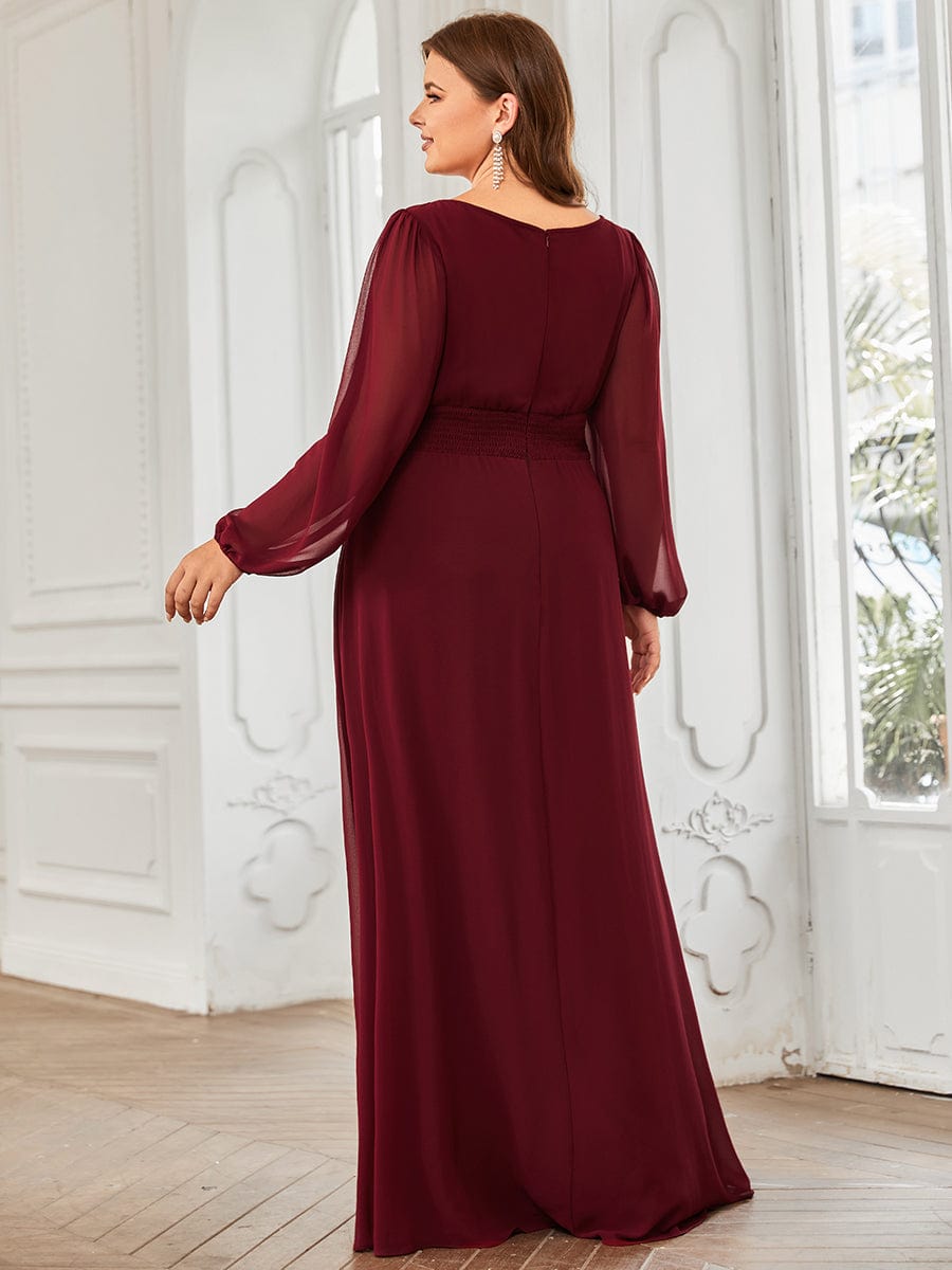 Robe de soirée bordeaux automne et hiver #style_ES0106BBD